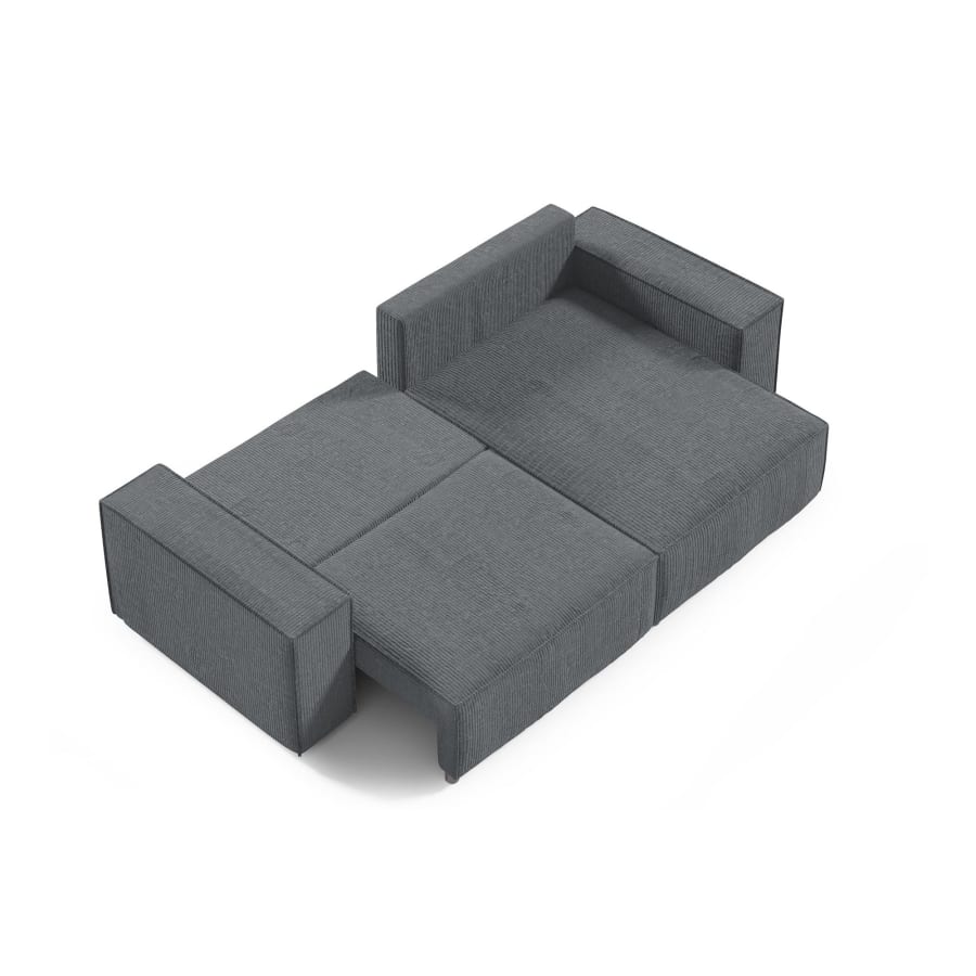 Canapé d'angle convertible et réversible avec coffre en velours côtelé gris anthracite